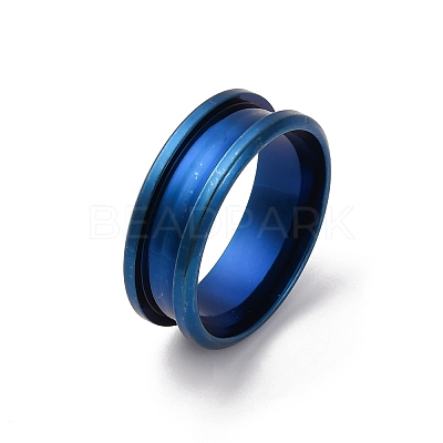 201 Stainless Steel Grooved Finger Ring Settings STAS-TAC0001-10C-L-1