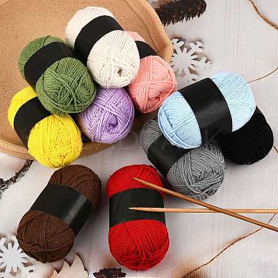 10Pcs 10 Colors Polyester Yarn for Knitting & Crochet YCOR-SZ0001-03A-1