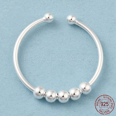 925 Sterling Silver Open Cuff Rings RJEW-P091-01A-S-1