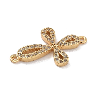 Rack Plating Brass Micro Pave Clear Cubic Zirconia Flower Connector Charms KK-A234-062G-1
