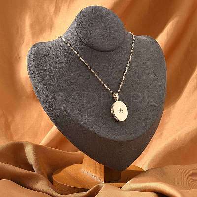 Clear Cubic Zirconia Locket Necklaces NJEW-A036-01C-1