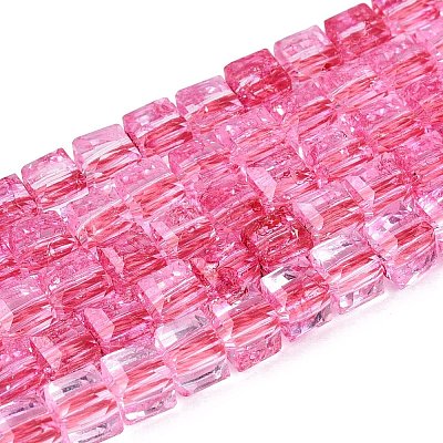 Crackle Transparent Glass Beads Strands GLAA-N062-4mm-12-1