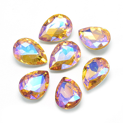 Pointed Back Glass Rhinestone Cabochons RGLA-T017-13x18mm-08-1