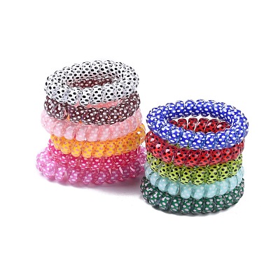 Printed Plastic Telephone Cord Elastic Hair Ties OHAR-R111-15-1