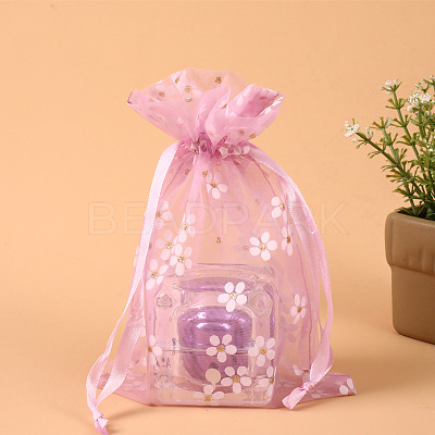 Rectangle Organza Drawstring Bags CON-PW0001-062A-06-1