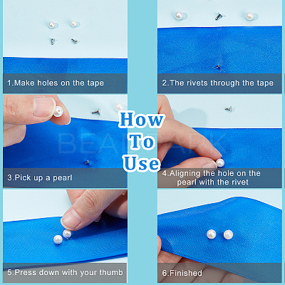 100 Sets ABS Plastic Imitation Pearl Rivet Studs KY-GF0001-25-1