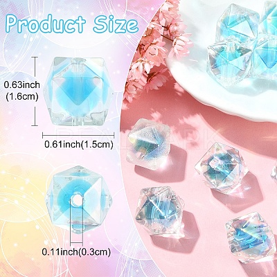 10Pcs Two Tone UV Plating Rainbow Iridescent Acrylic Beads TACR-YW0002-33G-1