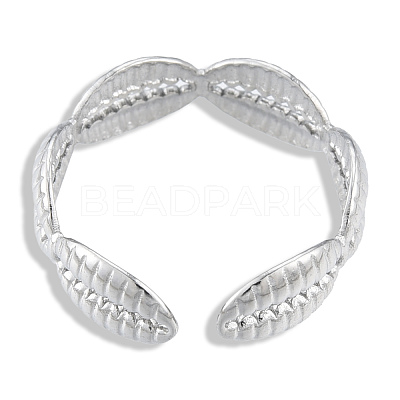 304 Stainless Steel Shell Wrap Open Cuff Ring for Women RJEW-N038-102P-1