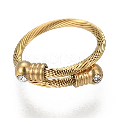 Trendy 304 Stainless Steel Torque Bangles & Rings Sets SJEW-H073-13A-1