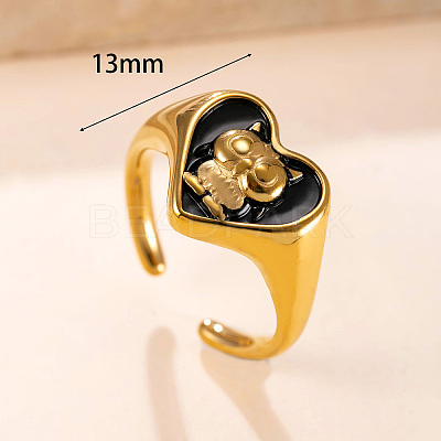 304 Stainless Steel Enamel Cuff Open Rings WG26B7E-01-1