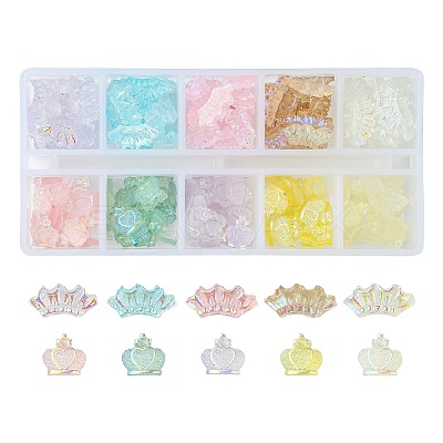 200Pcs 10 Colors Crown Resin Cabochons MRMJ-CJ0001-22-1