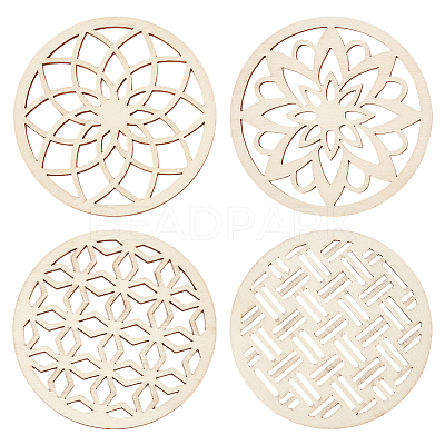1 Set Wooden Carved Cup Mats WOOD-BC0001-26-1