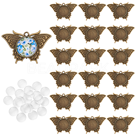 DIY Dome Alloy Butterfly Pendant Jewelry Making Kits DIY-PH0023-39AB-1