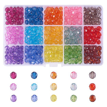 450Pcs 15 Colors Transparent Acrylic Beads TACR-CJ0001-31-1