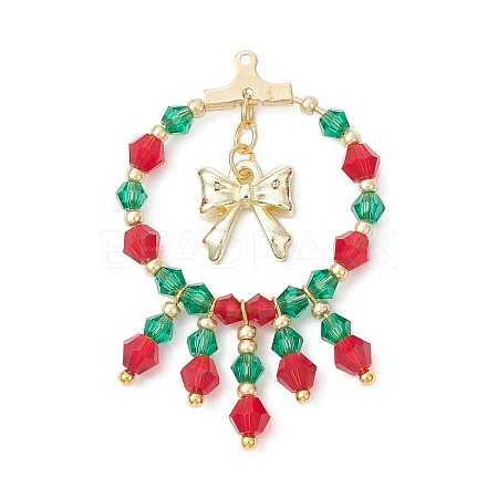 Christmas Themed Handmade Glass Beads Pendants PALLOY-MZ00795-01-1