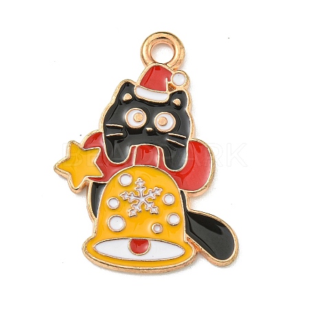 Christmas Kitten Alloy Enamel Pendants ENAM-I060-02A-1