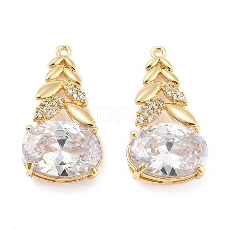 Brass Micro Cubic Zirconia Pendants KK-Q789-29G-1