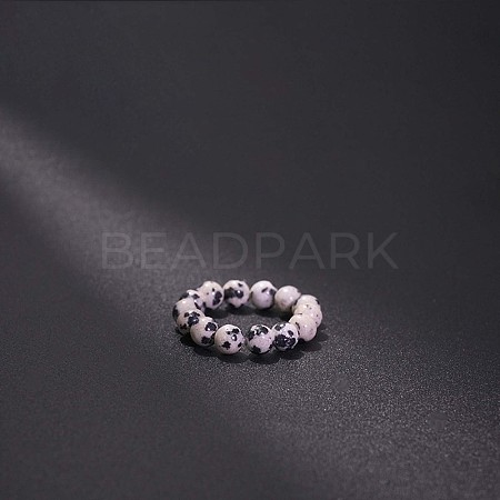 Natural Dalmatian Jasper Stretchy Finger Rings FS-WG01730-27-1