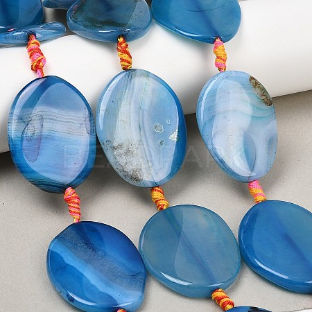 Natural Banded Agate Beads Strands G-P605-L02-03-1