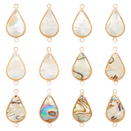 12Pcs 2 Colors Shell Paper Resin Connector Charms KK-BC0012-72-1