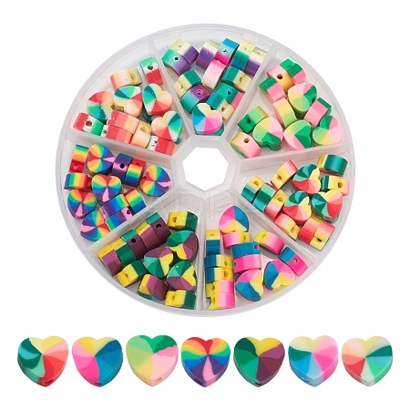 98~105Pcs 7 Colors Handmade Polymer Clay Beads CLAY-YW0001-49-1