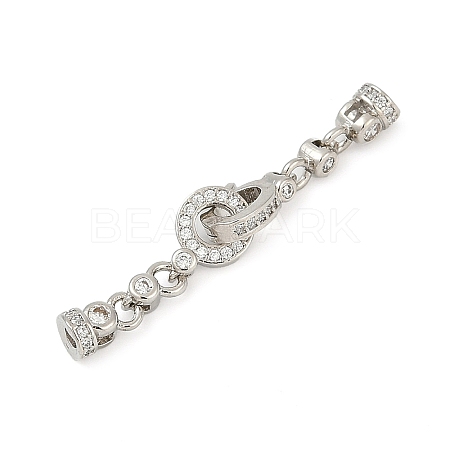 Brass Micro Pave Clear Cubic Zirconia Fold Over Clasps KK-H202-19P-1