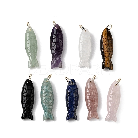 Natural Mixed Stone Carved Pendants G-G314-01G-1