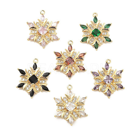 Brass Micro Pave Colorful Cubic Zirconia Pendants KK-C054-01G-1