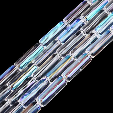 Electroplate Transparent Glass Beads Strands EGLA-Q132-02A-E01-1