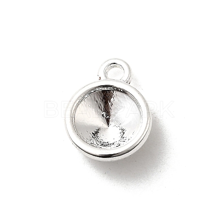 Tibetan Style Alloy Flat Round Charm Pendant Rivoli Xilion Pointed Back Chaton Rhinestone Settings PALLOY-O034-B-S01-1