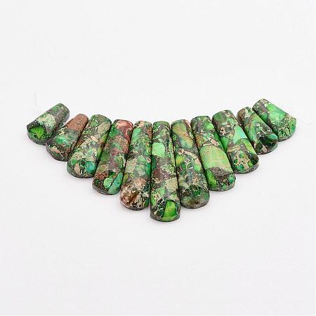 Assembled Gold Line and Imperial Jasper Beads Strands G-P298-K02-1