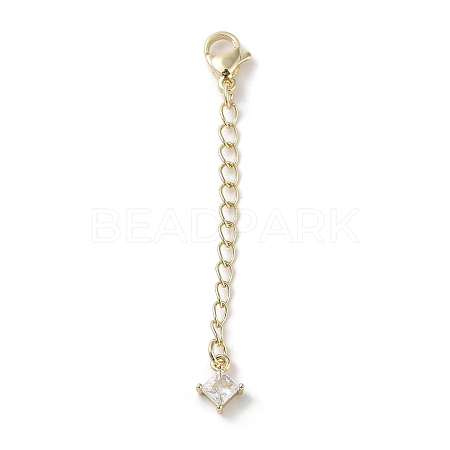 Brass Micro Pave Clear Cubic Zirconia Chain Extender KK-G491-52D-G-1