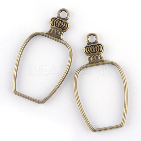 Rack Plating Alloy Bottle Open Back Bezel Pendants PALLOY-S047-31F-FF-1