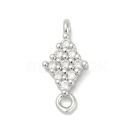 Brass Micro Pave Clear Cubic Zirconia Connector Charms LS-KK-Z094-08P-03-1