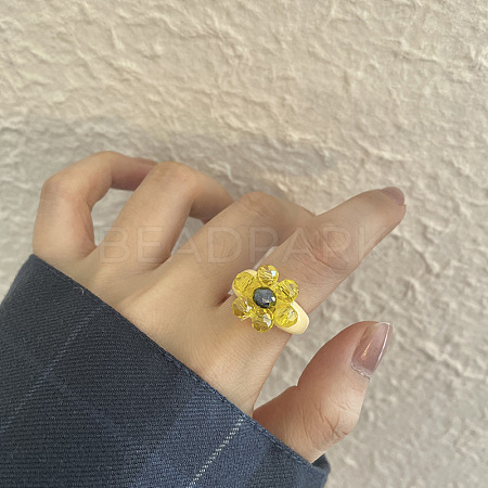 Retro Lovely Resin and Quartz Crystal Finger Rings FS-WG43D53-01-1