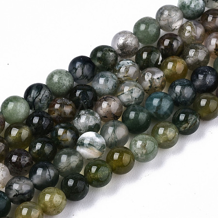 Natural Moss Agate Beads Strands G-S359-232-1