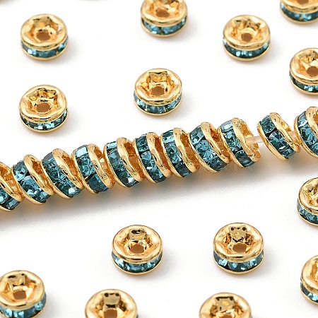 Brass Grade A Rhinestone Spacer Beads RSB034NF-13G-1