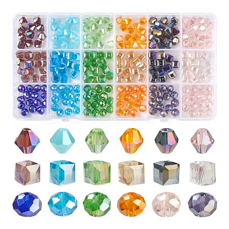 270Pcs 18 Style Electroplate Glass Beads Strands EGLA-FS0001-17-1