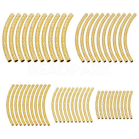 50Pcs 5 Styles Brass Textured Curved Tube Beads KK-PH0013-33-1