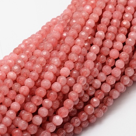 Dyed Natural White Jade Round Beads Strands X-G-E311-4mm-06-1