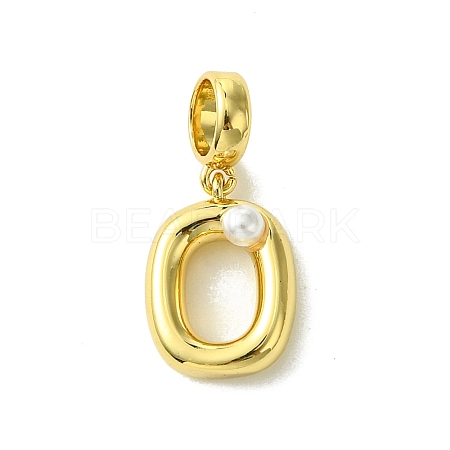 Rack Plating Brass with ABS Plastic Pearl European Dangle Charms KK-G501-02O-G-1