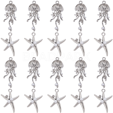 20Pcs 2 Styles Alloy Resin Pendants FIND-SC0013-38-1