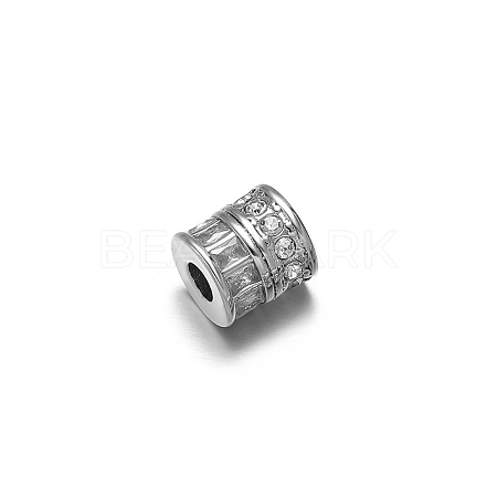 Stainless Steel Micro Pave Clear Cubic Zirconia Beads PW-WGF0840-04-1