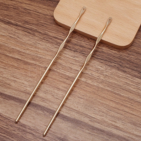 Twisted Brass Hair Stick Findings OHAR-PW0001-346KCG-1