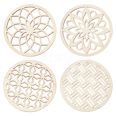 1 Set Wooden Carved Cup Mats WOOD-BC0001-26-1