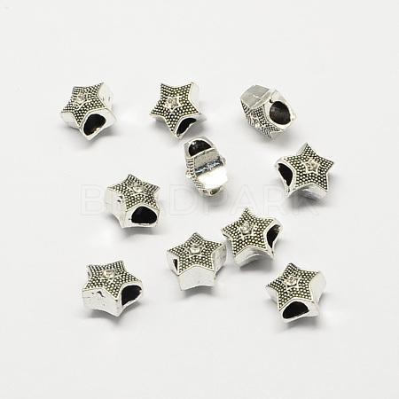 Alloy Rhinestone Star Large Hole European Beads MPDL-R036-31F-1