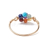Flower Natural Gemstone Finger Rings RJEW-JR00713-02-4