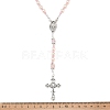 Glass Pearl Rosary Bead Necklace NJEW-TA00082-01-2