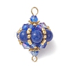 Dyed Natural Yellow Jade Round and Glass Seed Beaded Lantern Links Connector Charms PALLOY-MZ01176-04-1