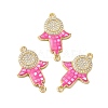 Rack Plating Brass Micro Pave Clear Cubic Zirconia Hamsa Hand Links Connector Charms KK-K385-118G-2